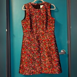 Kate Spade - Pink, Purple, & Gold Jacquard Floral Print Dress